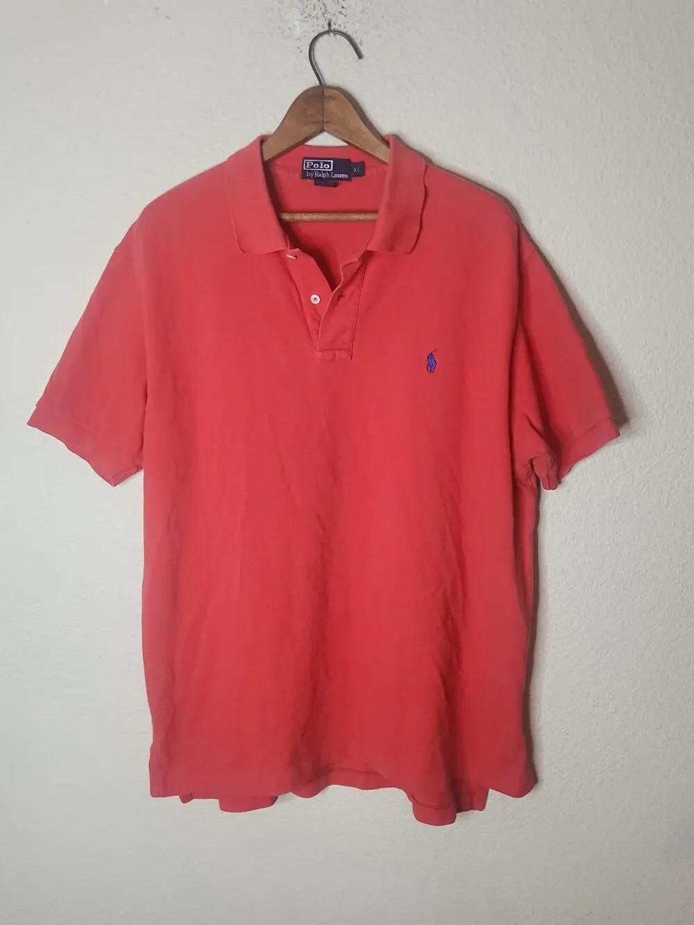 Ralph Lauren Polo Shirt Mens Size XL Pink Coral Orange Short Sleeve used